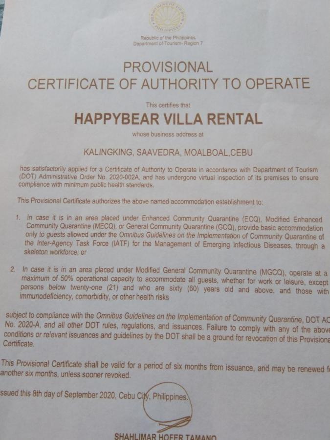 Happy Bear Moalboal Budget Rooms Екстериор снимка
